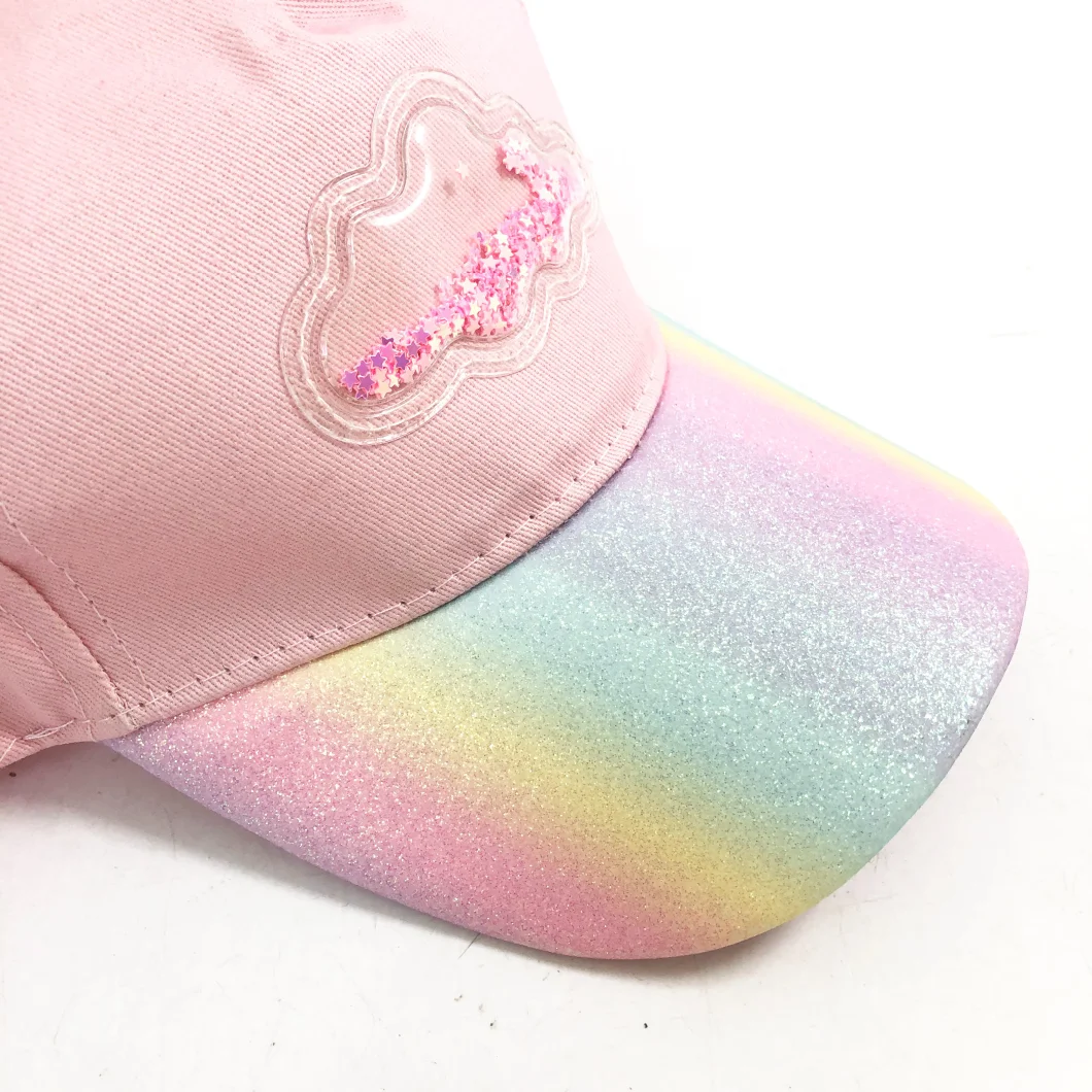 New Splicing Cap Star Rainbow Sport Cap Pink Hat Peaked Cap in Stock