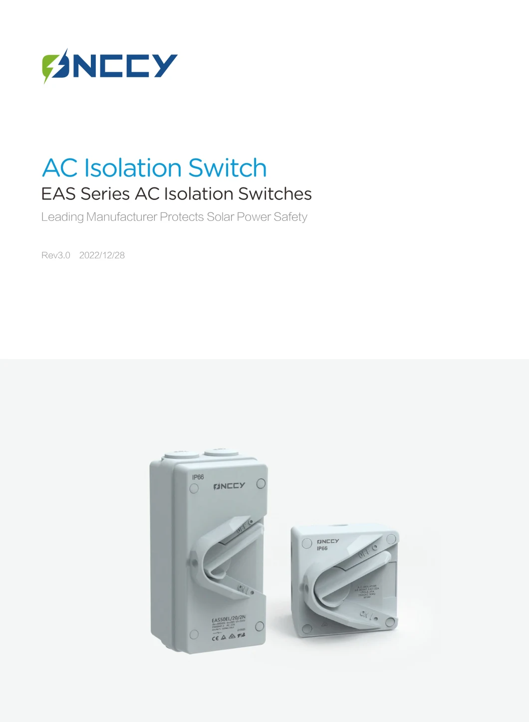 SAA CE EAS50 Waterproof AC Isolator Switch 1p/2p/3p/4p 20A/35A/63A IP66