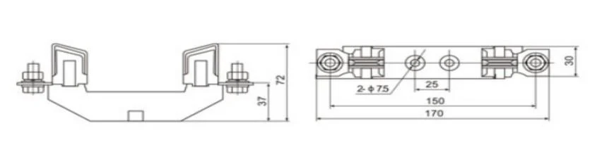 HRC Low Voltage Quartz Sand Knife Type Fuse Base 690VAC Single-Pole Nh Type Ceramic Fuse Base Holder